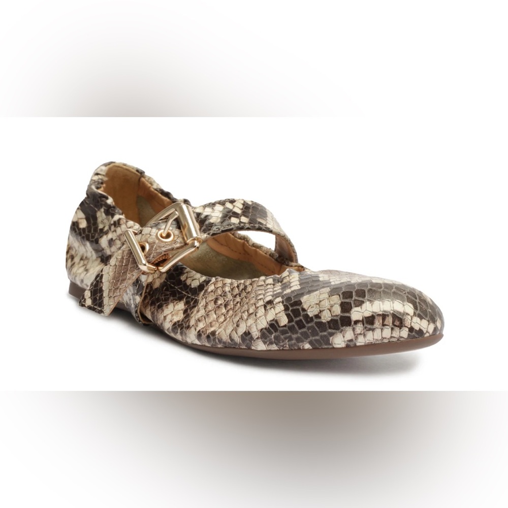 NWOT- Schutz- Calita Snake-Embossed Leather Flat- Size 7.5 - Picture 3 of 8